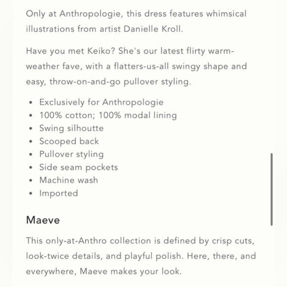 NWT Size M -Anthropologie The Keiko Cotton Mini Dress Danielle Kroll(NWT USD188) - Picture 9 of 16